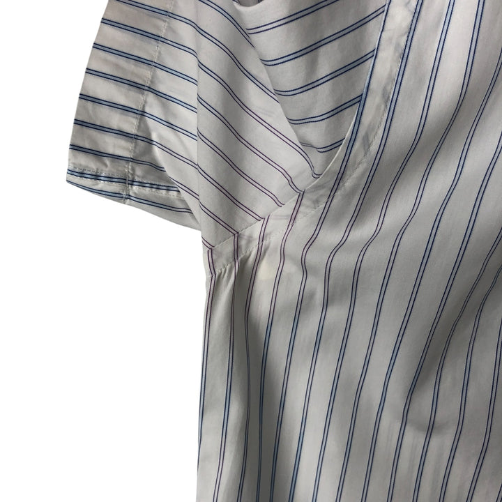 Lacoste LACOSTE Stripe Pattern Short Sleeve Button Down Striped Shirt Men's Size L cotton white type Vintage Second Hand