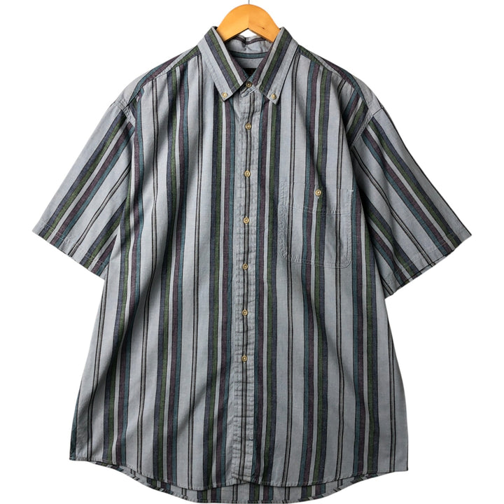 Eddie Bauer Short Sleeve Button Down Striped Shirt, Men's Size L cotton blue type Vintage Second Hand