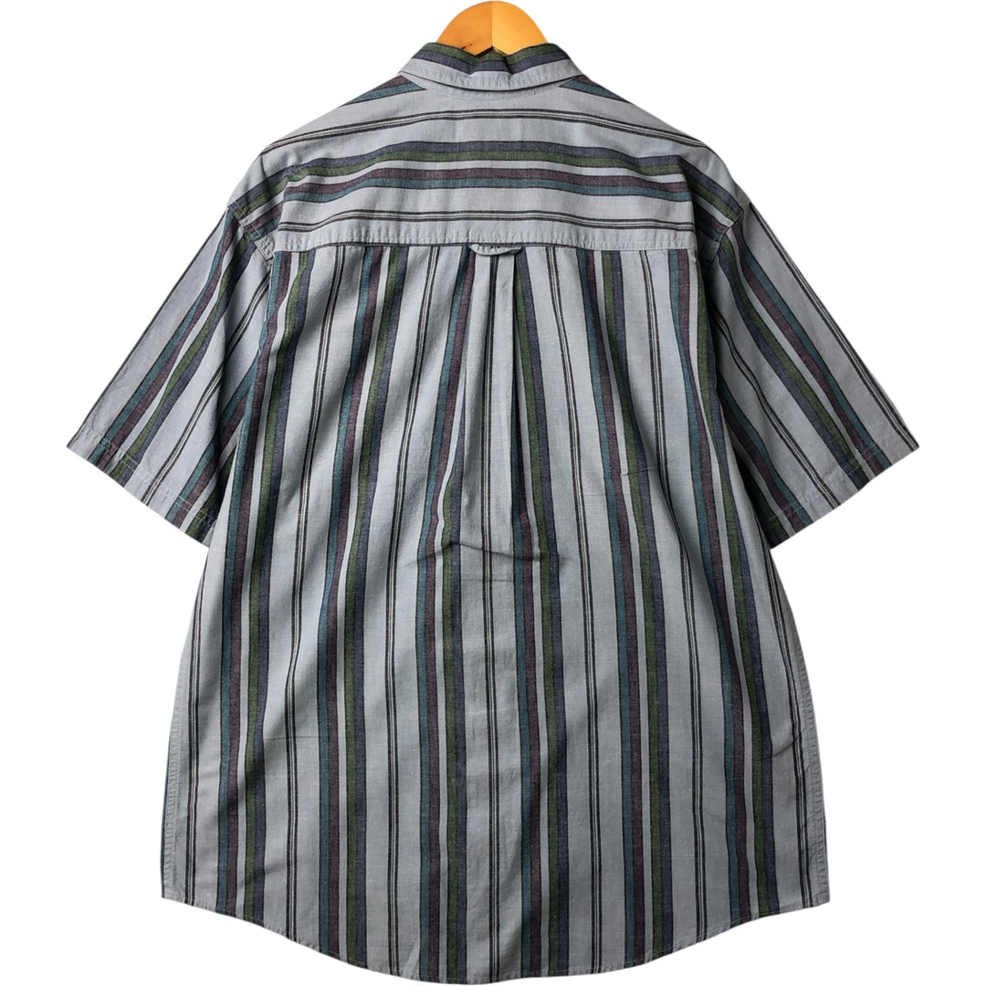Eddie Bauer Short Sleeve Button Down Striped Shirt, Men's Size L cotton blue type Vintage Second Hand