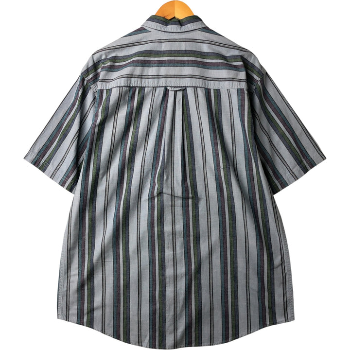 Eddie Bauer Short Sleeve Button Down Striped Shirt, Men's Size L cotton blue type Vintage Second Hand