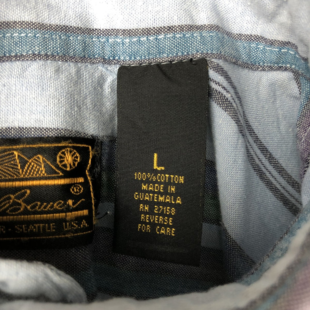 Eddie Bauer Short Sleeve Button Down Striped Shirt, Men's Size L cotton blue type Vintage Second Hand