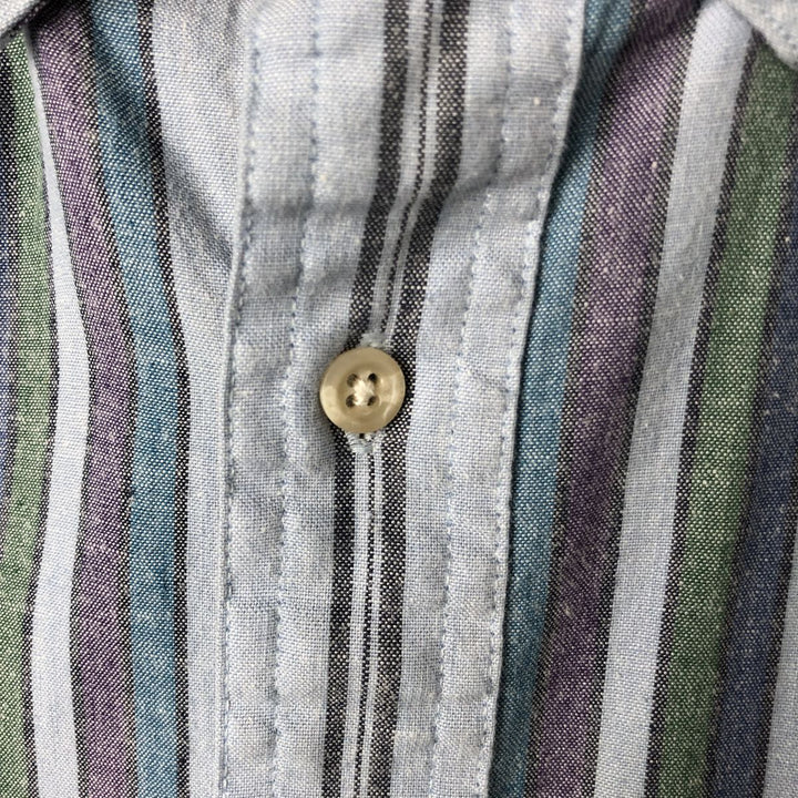 Eddie Bauer Short Sleeve Button Down Striped Shirt, Men's Size L cotton blue type Vintage Second Hand