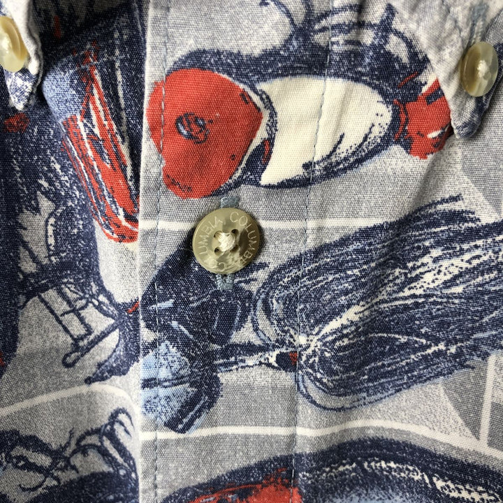 Columbia SPORTSWEAR COMPANY All-over print short-sleeve button-down shirt, men's XL size cotton gray type Vintage Second Hand