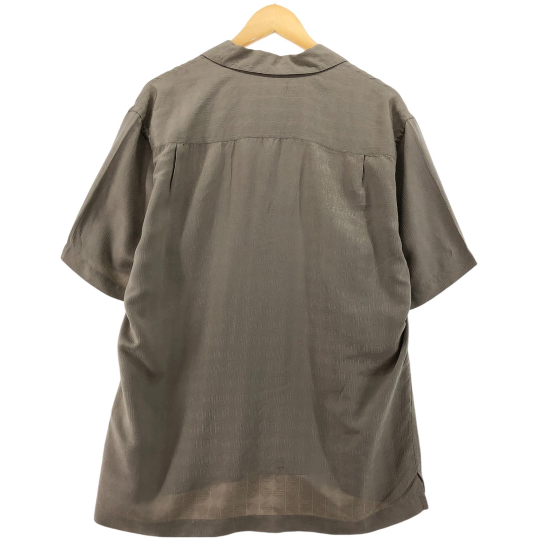 Perry Ellis PERRY ELLIS Open collar short sleeve silk shirt box shirt Men's M size silk Beige type Vintage Second Hand
