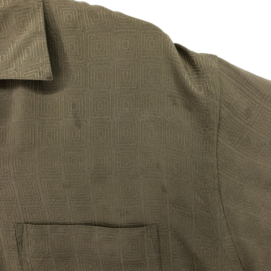 Perry Ellis PERRY ELLIS Open collar short sleeve silk shirt box shirt Men's M size silk Beige type Vintage Second Hand