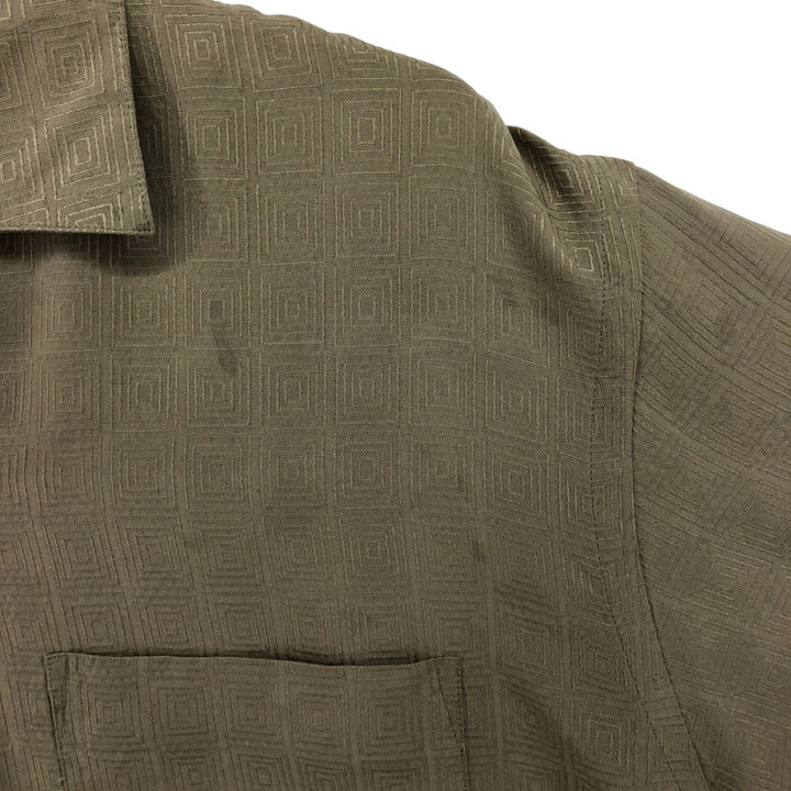 Perry Ellis PERRY ELLIS Open collar short sleeve silk shirt box shirt Men's M size silk Beige type Vintage Second Hand