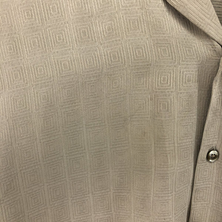 Perry Ellis PERRY ELLIS Open collar short sleeve silk shirt box shirt Men's M size silk Beige type Vintage Second Hand