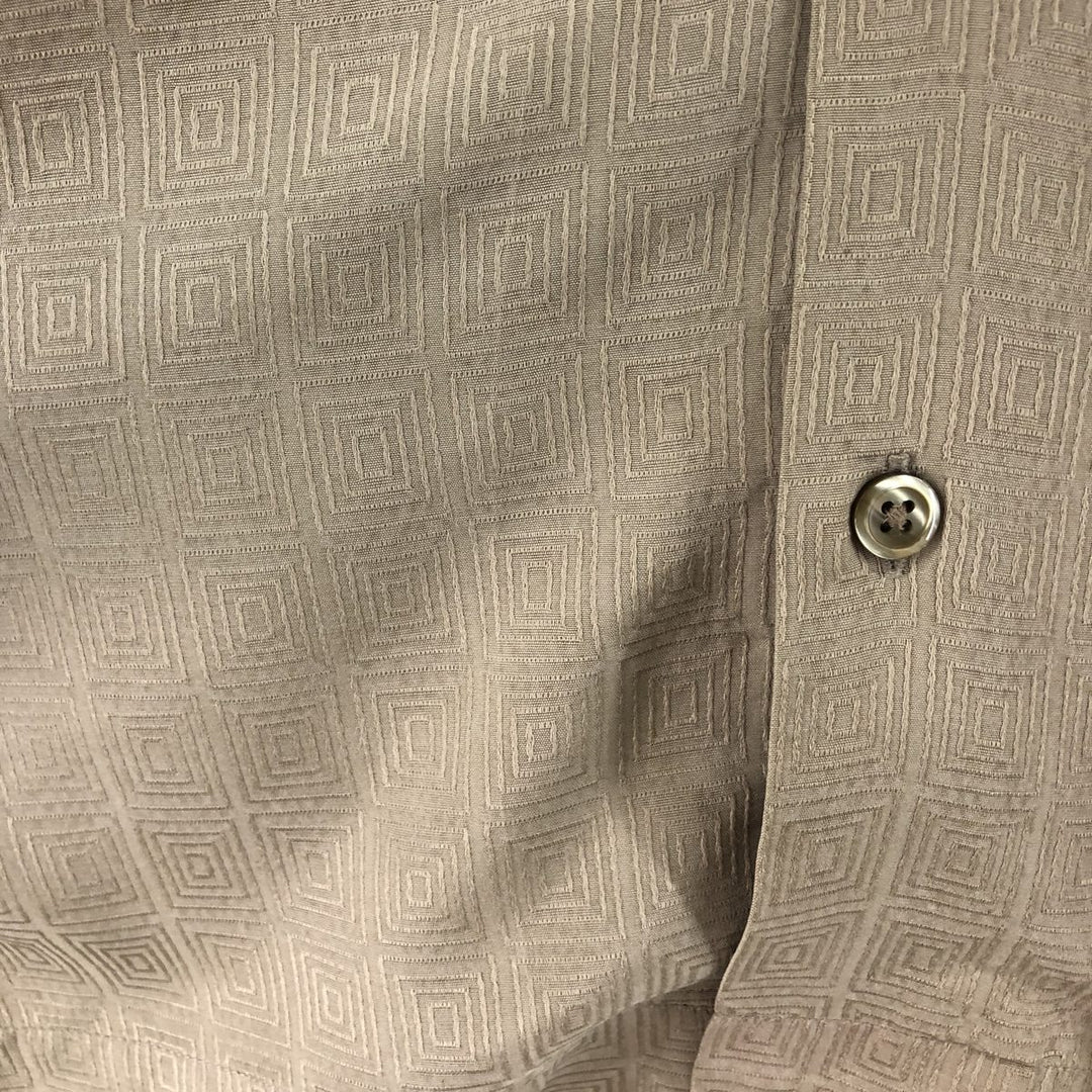 Perry Ellis PERRY ELLIS Open collar short sleeve silk shirt box shirt Men's M size silk Beige type Vintage Second Hand