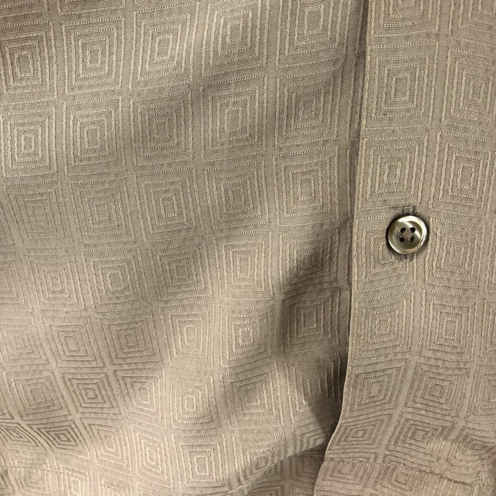 Perry Ellis PERRY ELLIS Open collar short sleeve silk shirt box shirt Men's M size silk Beige type Vintage Second Hand