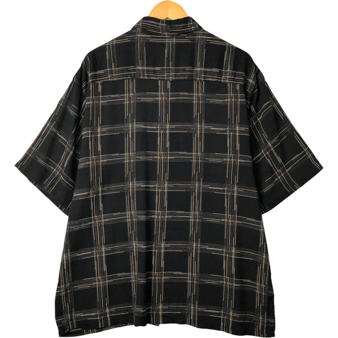 Puritan all-over print short-sleeve rayon shirt, box shirt, men's size L Viscose rayon black type Vintage Second Hand