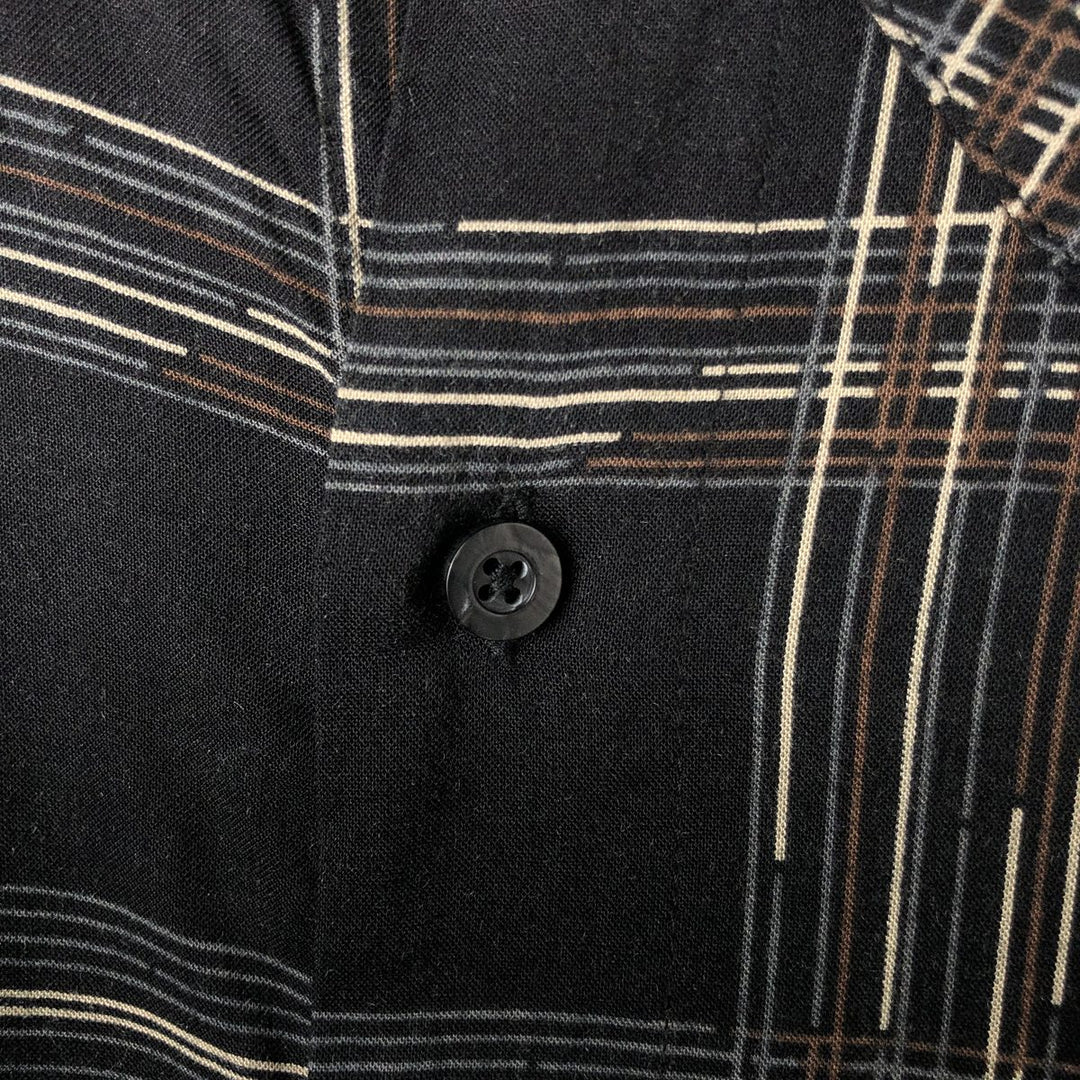 Puritan all-over print short-sleeve rayon shirt, box shirt, men's size L Viscose rayon black type Vintage Second Hand