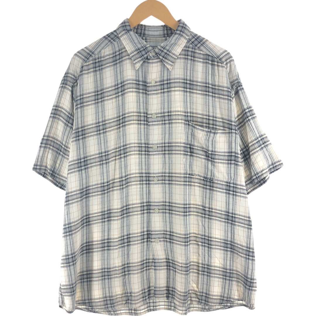 Liz Claiborne claiborne Check Pattern Short Sleeve Rayon Shirt Men's XL Rayon black type Vintage Second Hand