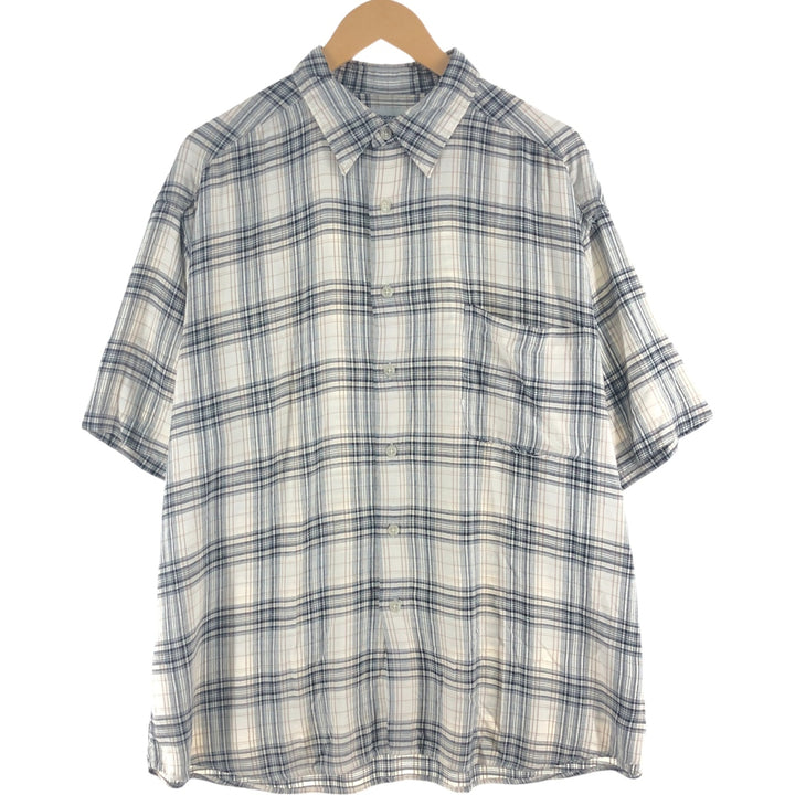 Liz Claiborne claiborne Check Pattern Short Sleeve Rayon Shirt Men's XL Rayon black type Vintage Second Hand