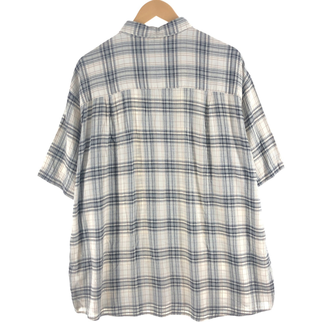 Liz Claiborne claiborne Check Pattern Short Sleeve Rayon Shirt Men's XL Rayon black type Vintage Second Hand