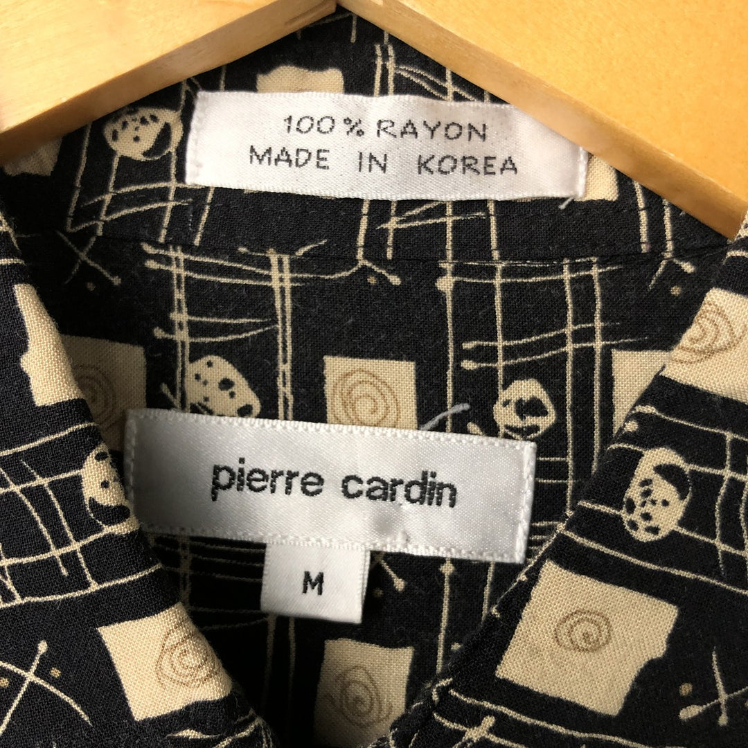 Pierre Cardin All-over print short-sleeve rayon shirt, box shirt, men's M size Rayon black type Vintage Second Hand