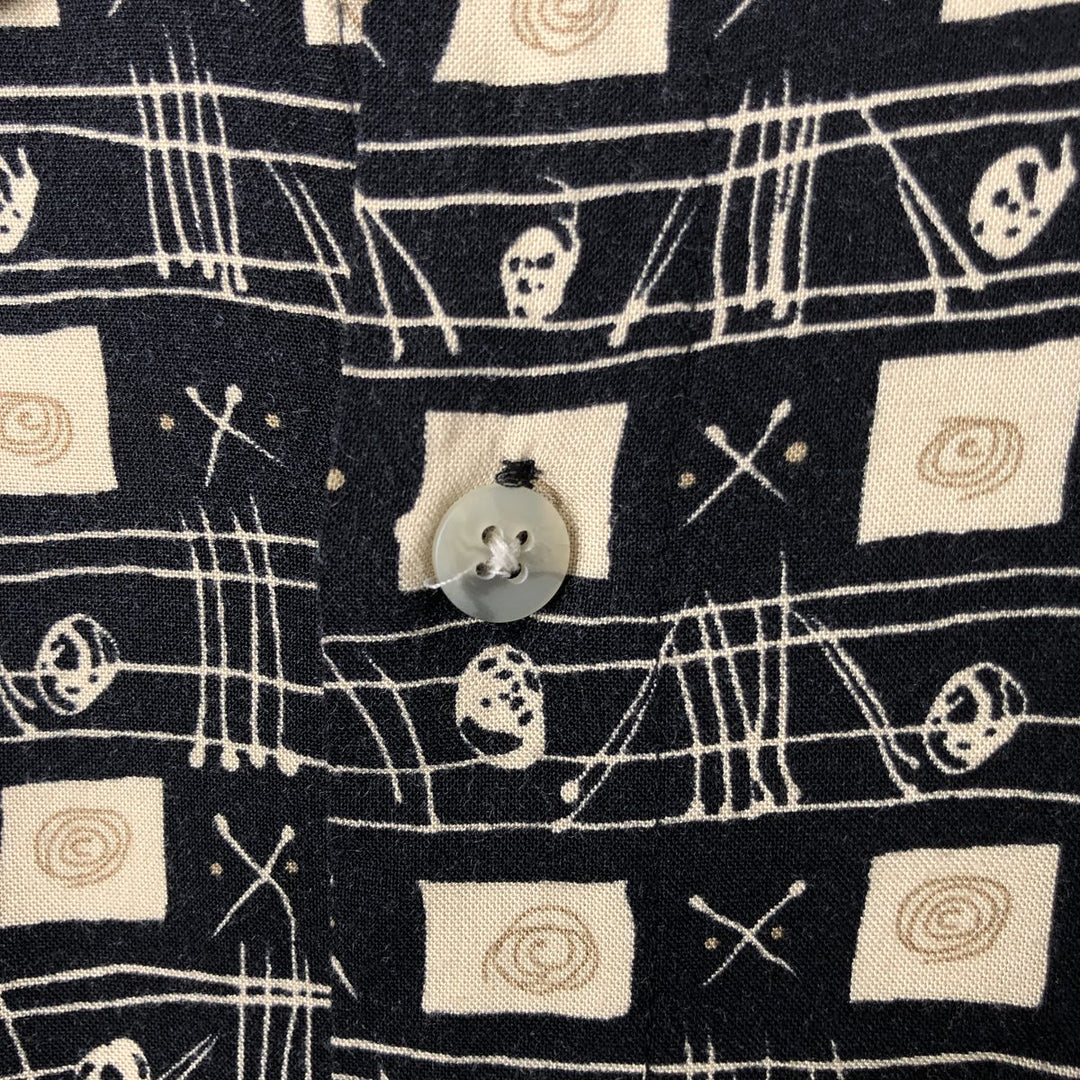 Pierre Cardin All-over print short-sleeve rayon shirt, box shirt, men's M size Rayon black type Vintage Second Hand