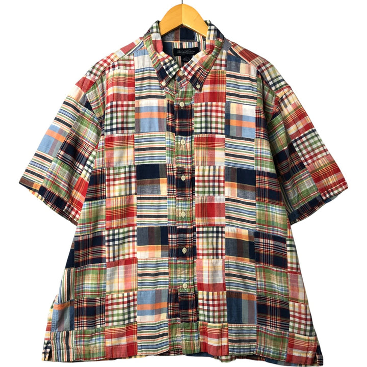 Brooks Brothers Patchwork Short Sleeve Button Down Check Shirt Box Shirt Men's XL cotton red type Vintage Second Hand
