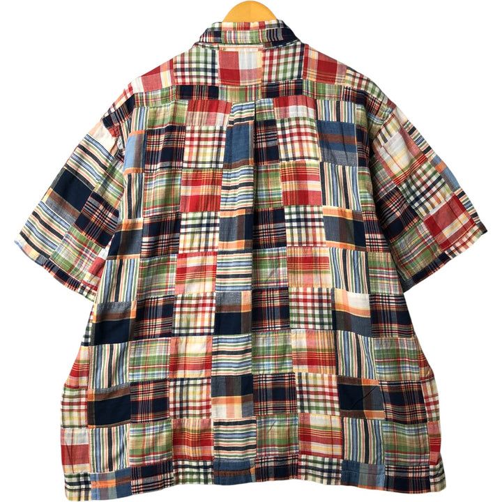 Brooks Brothers Patchwork Short Sleeve Button Down Check Shirt Box Shirt Men's XL cotton red type Vintage Second Hand
