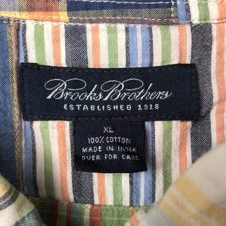 Brooks Brothers Patchwork Short Sleeve Button Down Check Shirt Box Shirt Men's XL cotton red type Vintage Second Hand