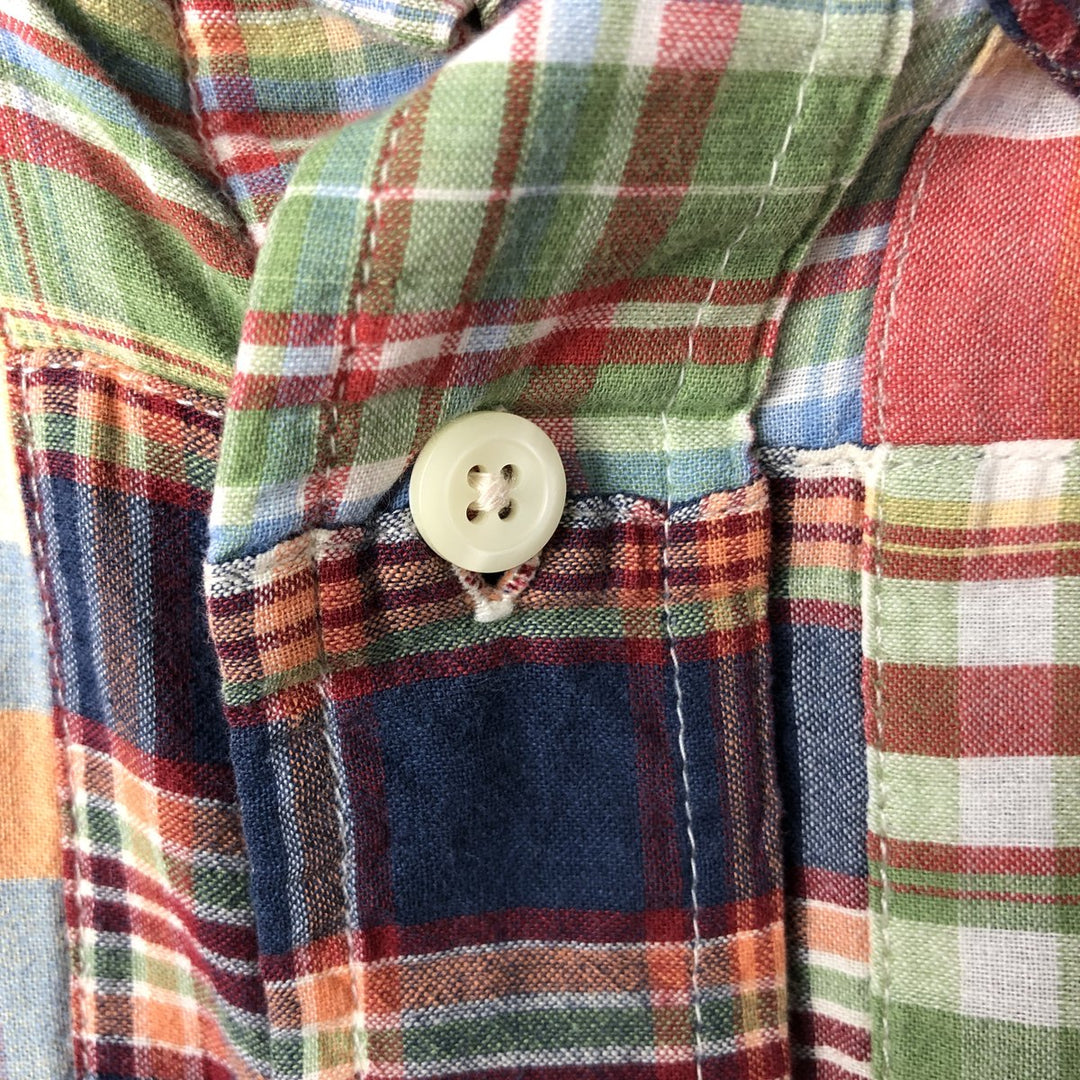 Brooks Brothers Patchwork Short Sleeve Button Down Check Shirt Box Shirt Men's XL cotton red type Vintage Second Hand