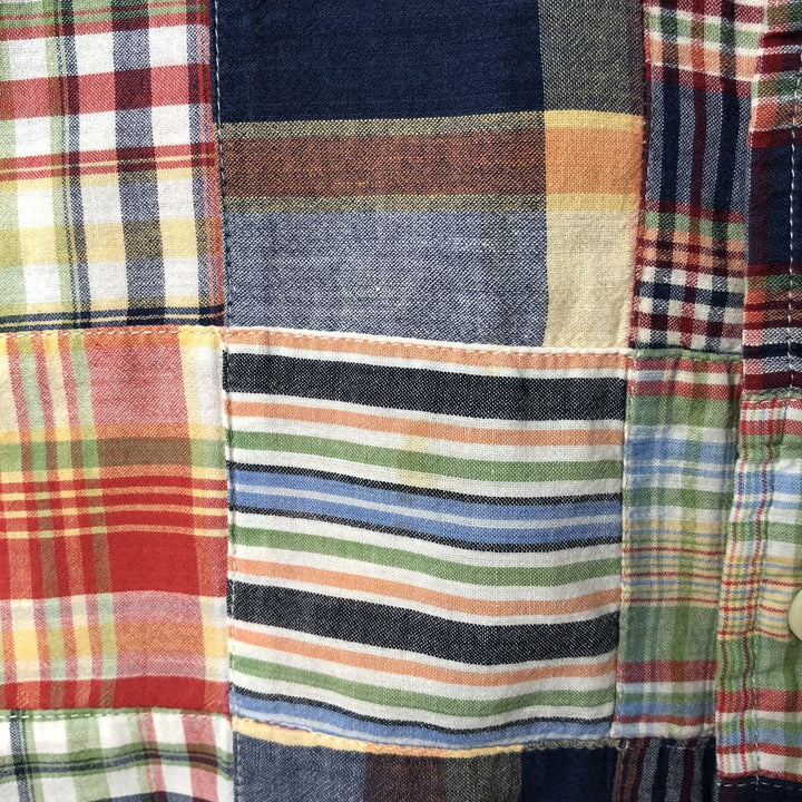 Brooks Brothers Patchwork Short Sleeve Button Down Check Shirt Box Shirt Men's XL cotton red type Vintage Second Hand