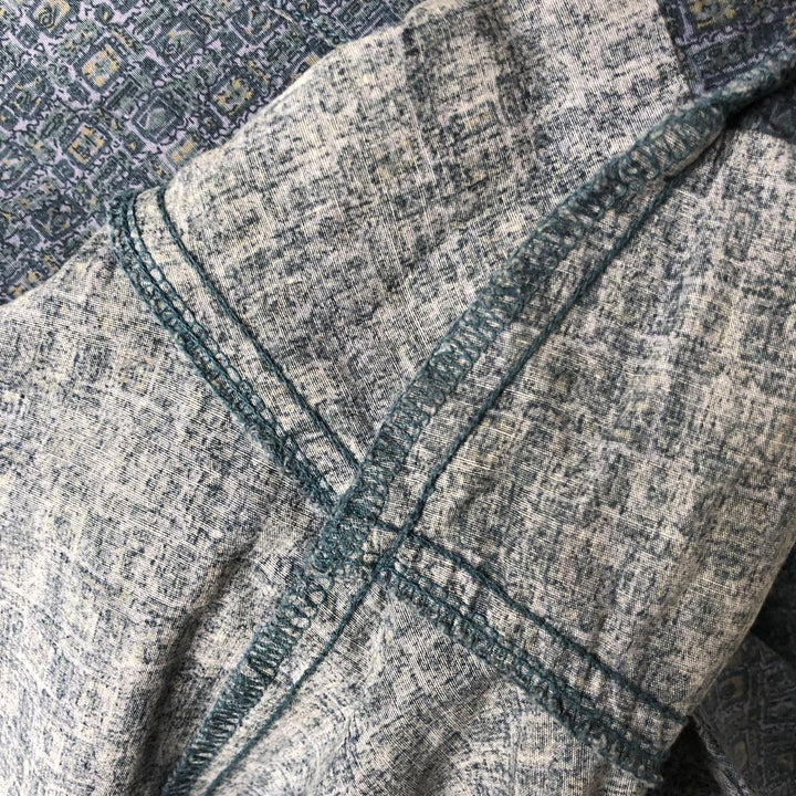 KENNINGTON All-over Print Short Sleeve Button-Down Shirt, Men's M Size cotton navy blue type Vintage Second Hand