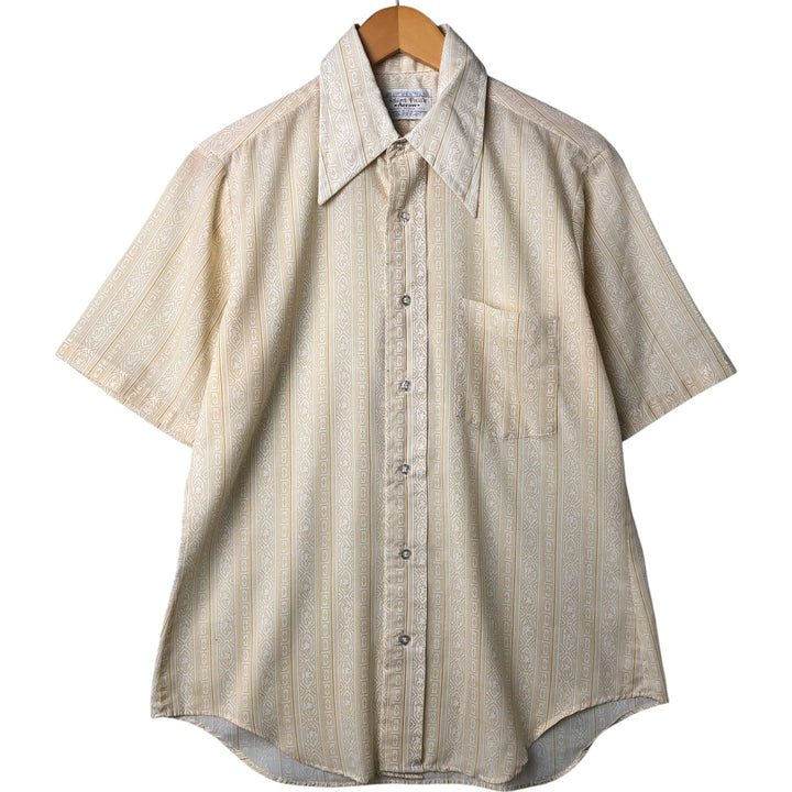 Arrow All-over Print Short Sleeve Polyester Shirt, Men's M Size polyester yellow type Vintage Second Hand