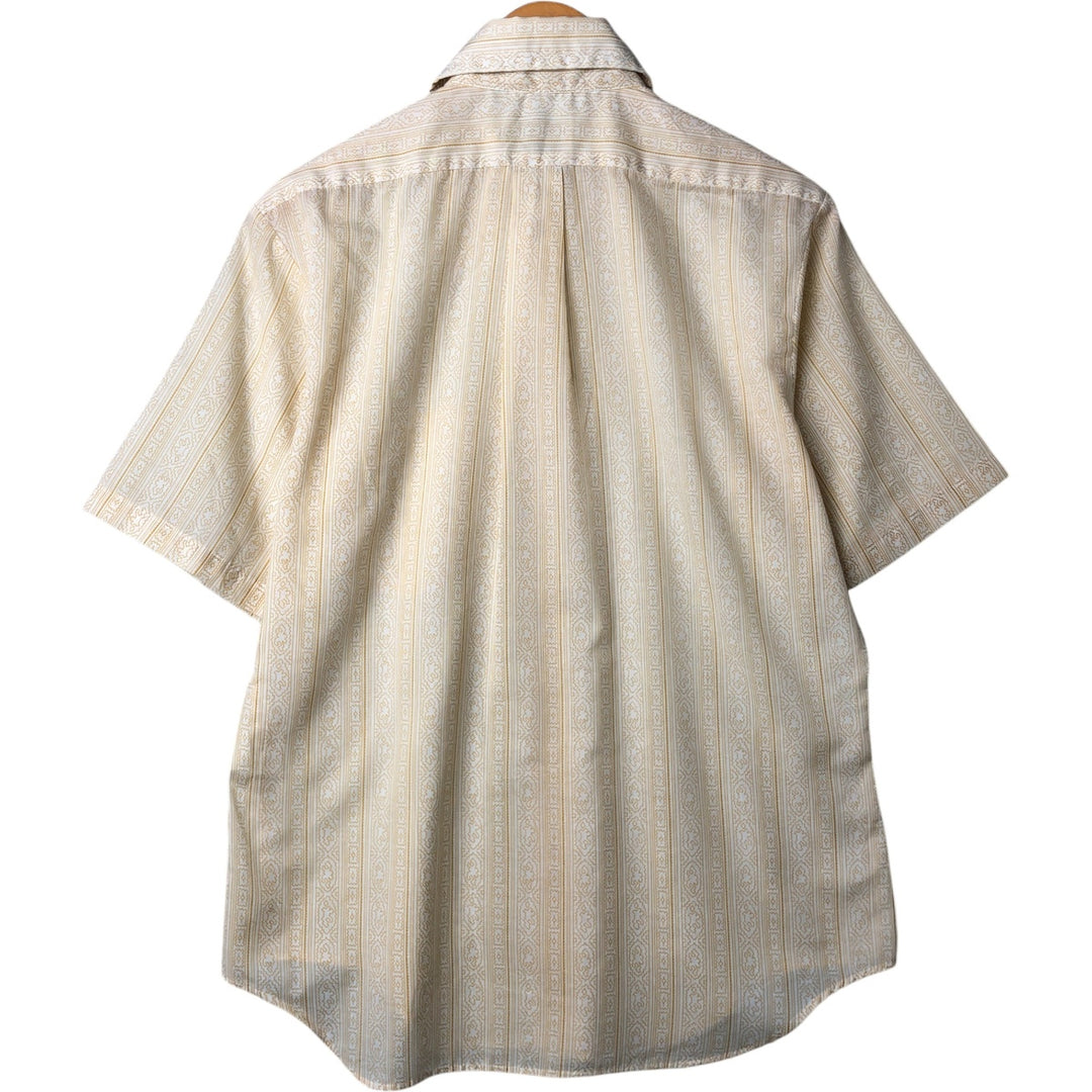 Arrow All-over Print Short Sleeve Polyester Shirt, Men's M Size polyester yellow type Vintage Second Hand