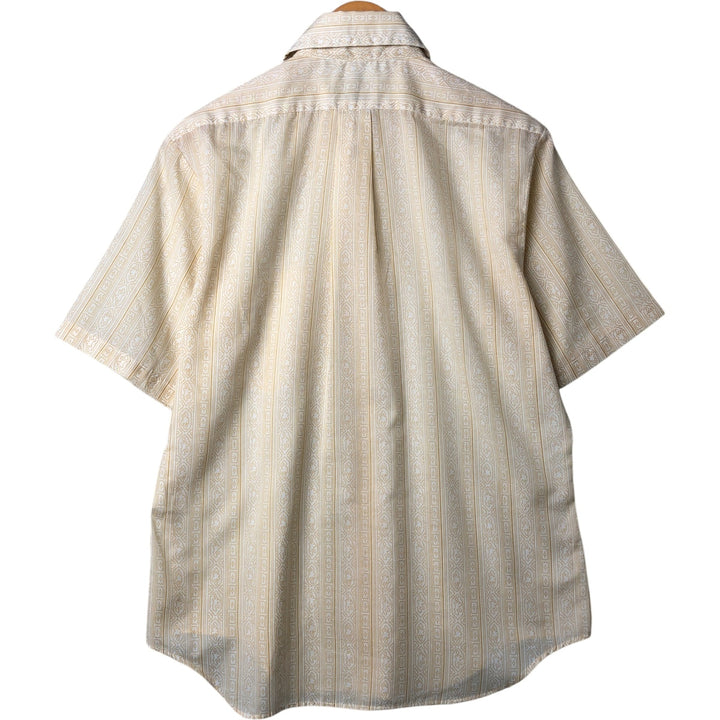 Arrow All-over Print Short Sleeve Polyester Shirt, Men's M Size polyester yellow type Vintage Second Hand