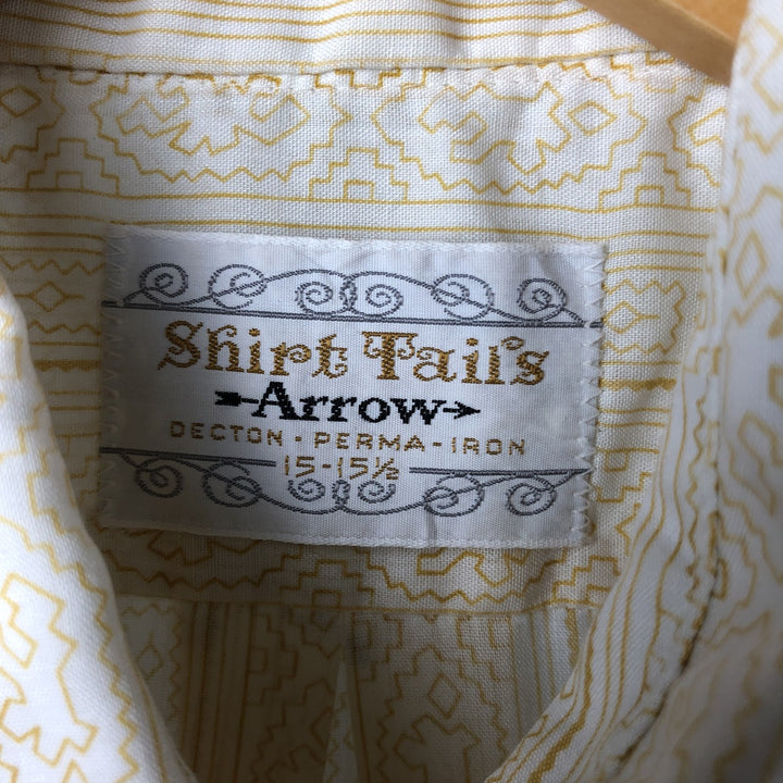 Arrow All-over Print Short Sleeve Polyester Shirt, Men's M Size polyester yellow type Vintage Second Hand