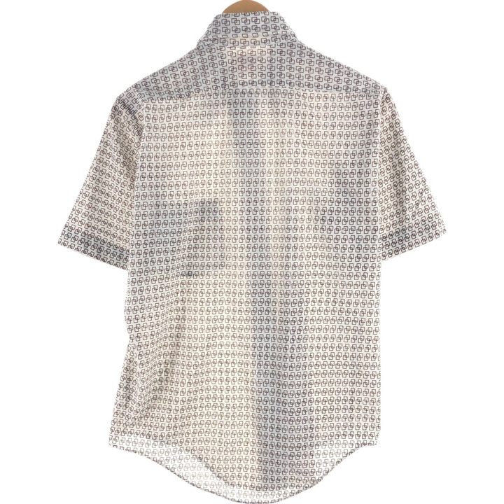 70'S Arrow KNITS All-over Pattern Pique Short Sleeve Poly Shirt, Men's S Size, Vintage polyester white type Vintage Second Hand