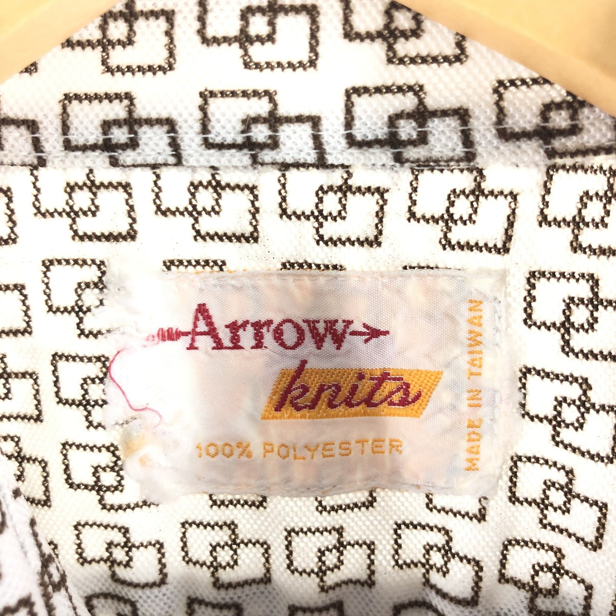 アワーズ 2010年1~4.9.11月号 70年代 アロー Arrow KNITS 総柄 鹿の子半袖 ポリシャツ メンズS相当