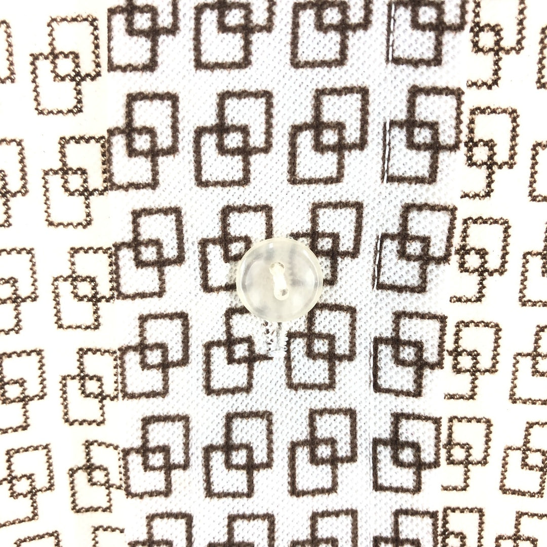 70'S Arrow KNITS All-over Pattern Pique Short Sleeve Poly Shirt, Men's S Size, Vintage polyester white type Vintage Second Hand