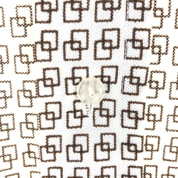 70'S Arrow KNITS All-over Pattern Pique Short Sleeve Poly Shirt, Men's S Size, Vintage polyester white type Vintage Second Hand