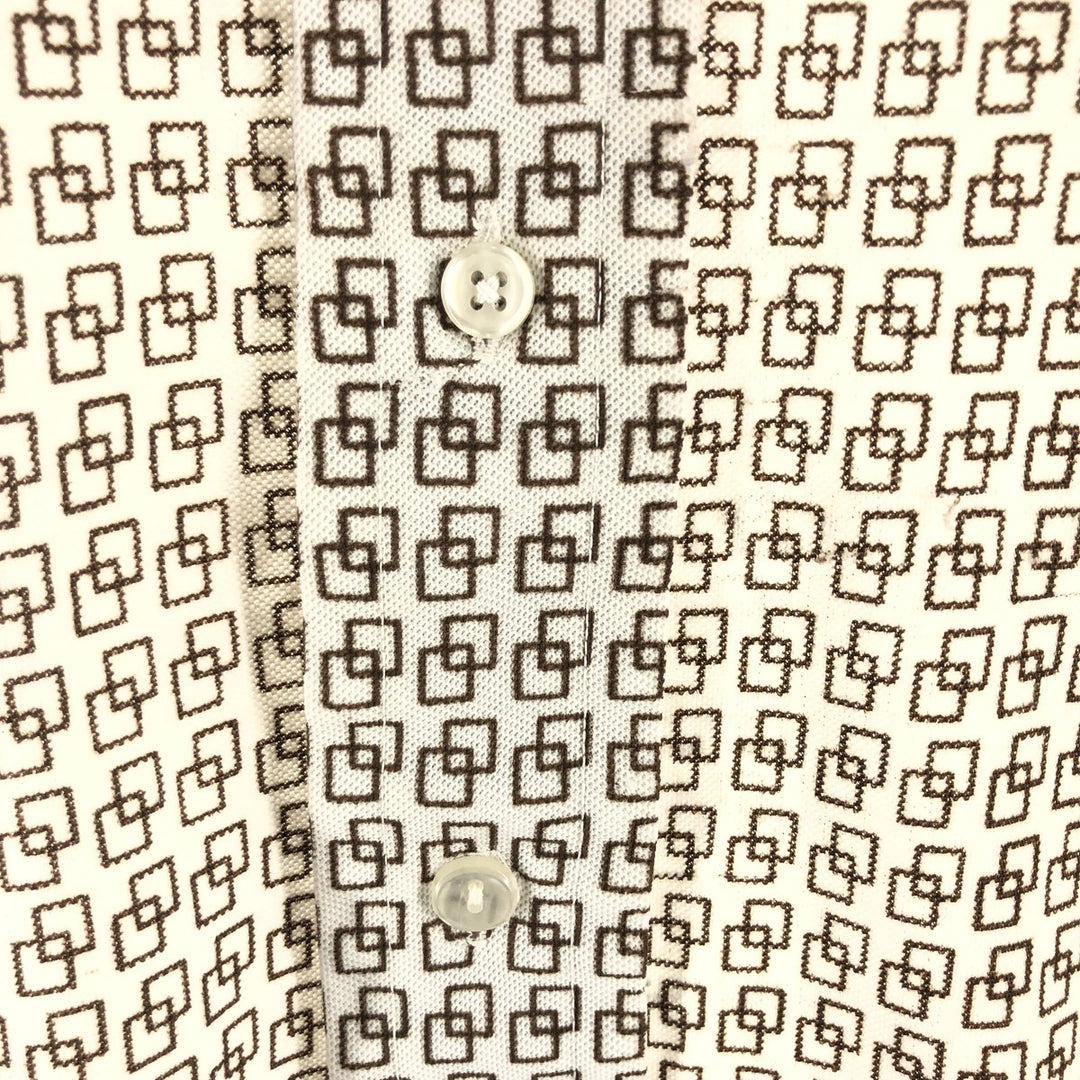 70'S Arrow KNITS All-over Pattern Pique Short Sleeve Poly Shirt, Men's S Size, Vintage polyester white type Vintage Second Hand
