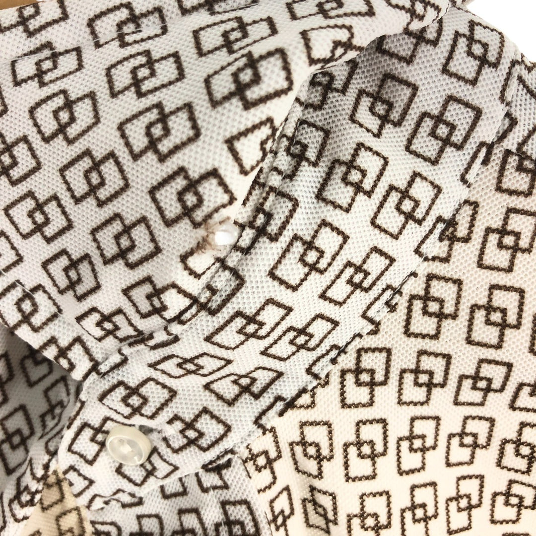70'S Arrow KNITS All-over Pattern Pique Short Sleeve Poly Shirt, Men's S Size, Vintage polyester white type Vintage Second Hand