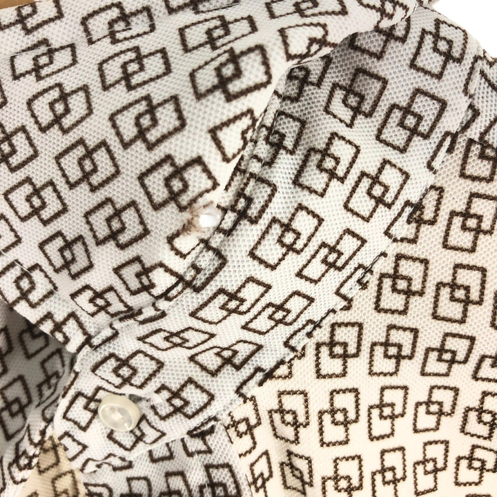 70'S Arrow KNITS All-over Pattern Pique Short Sleeve Poly Shirt, Men's S Size, Vintage polyester white type Vintage Second Hand