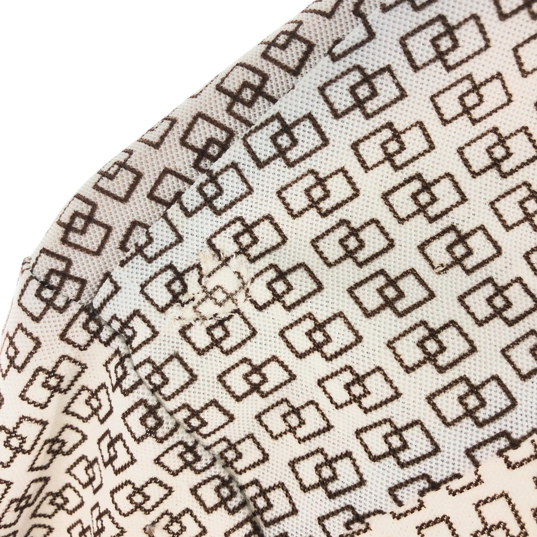 70'S Arrow KNITS All-over Pattern Pique Short Sleeve Poly Shirt, Men's S Size, Vintage polyester white type Vintage Second Hand