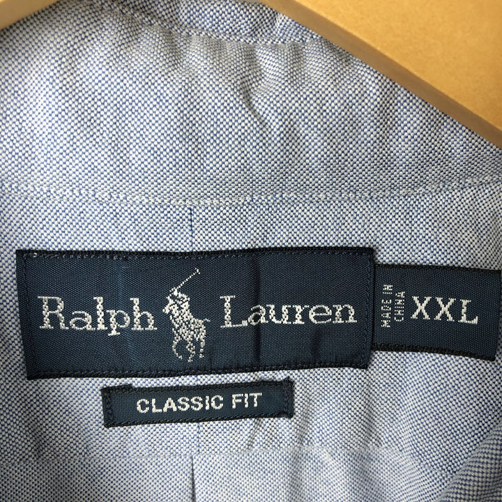 Ralph Lauren Classic Fit short sleeve button down shirt, men's size XXL cotton navy blue type Vintage Second Hand