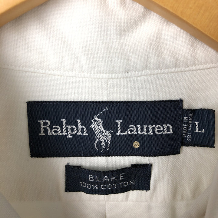 Ralph Lauren BLAKE short sleeve button down shirt, men's size L cotton white type Vintage Second Hand