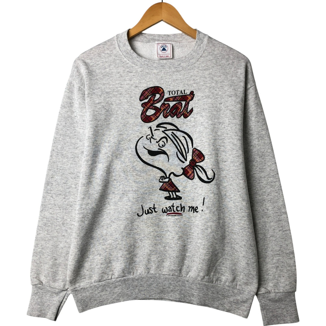 Vintage 90'S Delta DELTA printed sweatshirt, made in the USA, size L, men's polyester gray type Vintage Second Hand