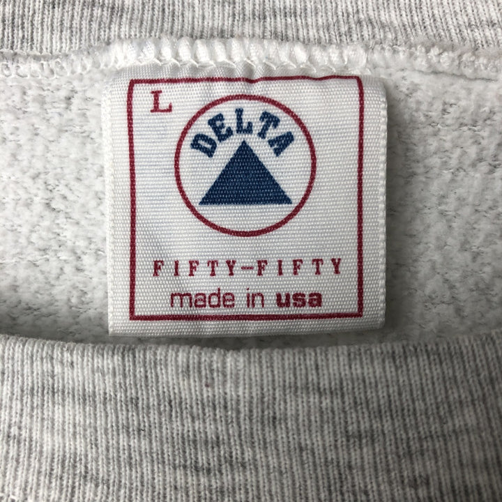 Vintage 90'S Delta DELTA printed sweatshirt, made in the USA, size L, men's polyester gray type Vintage Second Hand