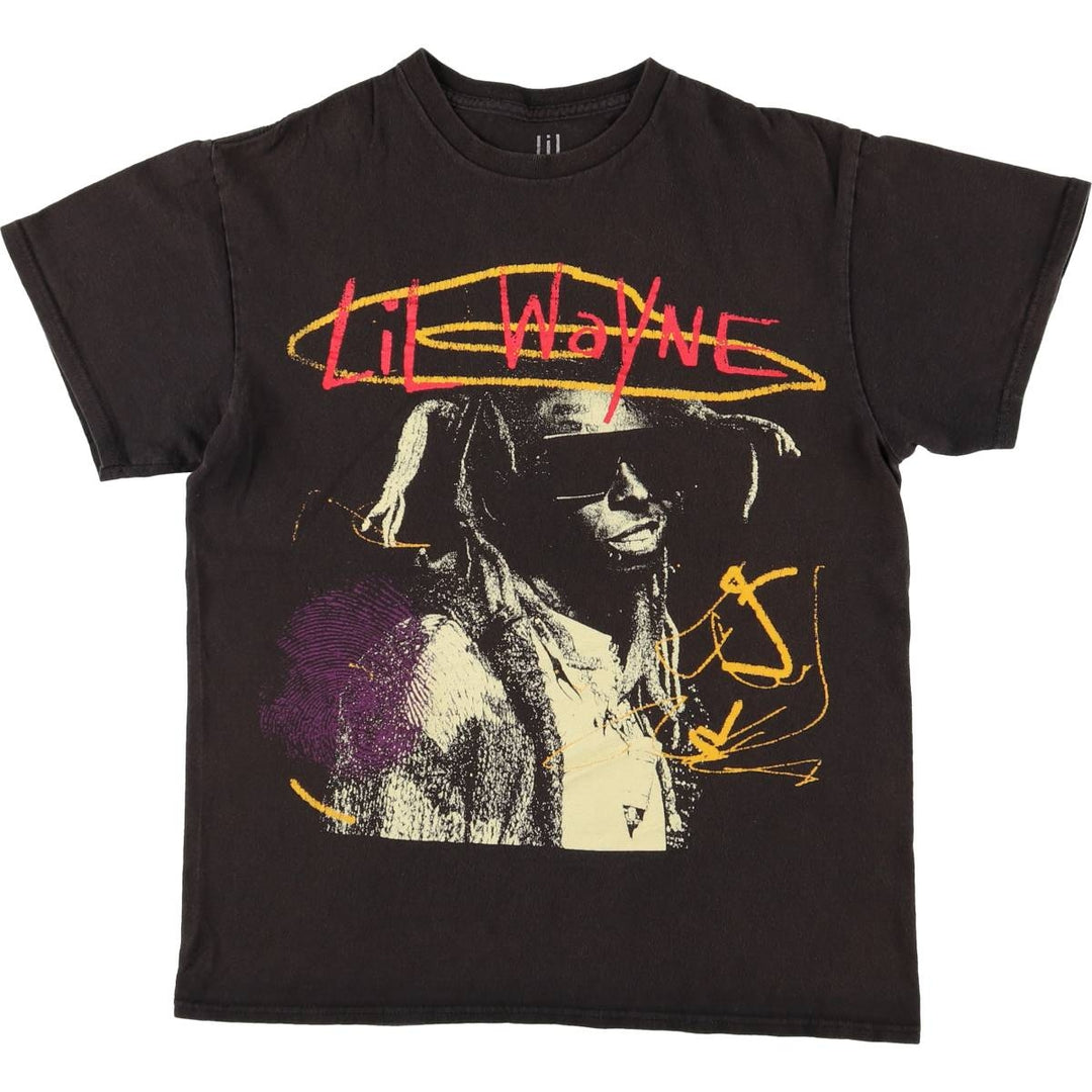 LIL WAYNE Rap T-shirt, Men's M size cotton black type Vintage Second Hand