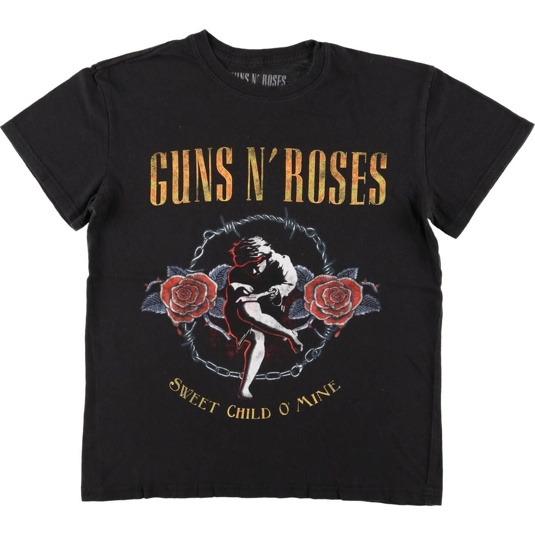 GUNS N' ROSES Guns N' Roses Band T-shirt Band Tee Men's M size cotton black type Vintage Second Hand