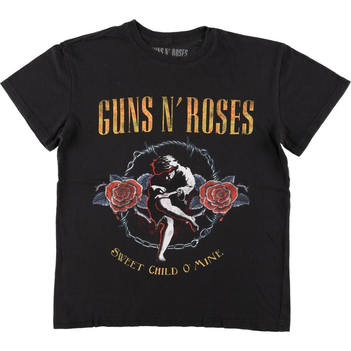 GUNS N' ROSES Guns N' Roses Band T-shirt Band Tee Men's M size cotton black type Vintage Second Hand