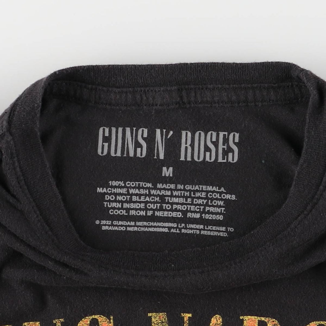GUNS N' ROSES Guns N' Roses Band T-shirt Band Tee Men's M size cotton black type Vintage Second Hand