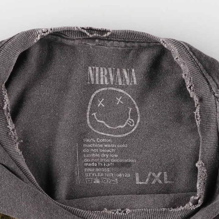NIRVANA Nirvana Band T-shirt, Band T, Men's XL size cotton Charcoal Vintage Second Hand