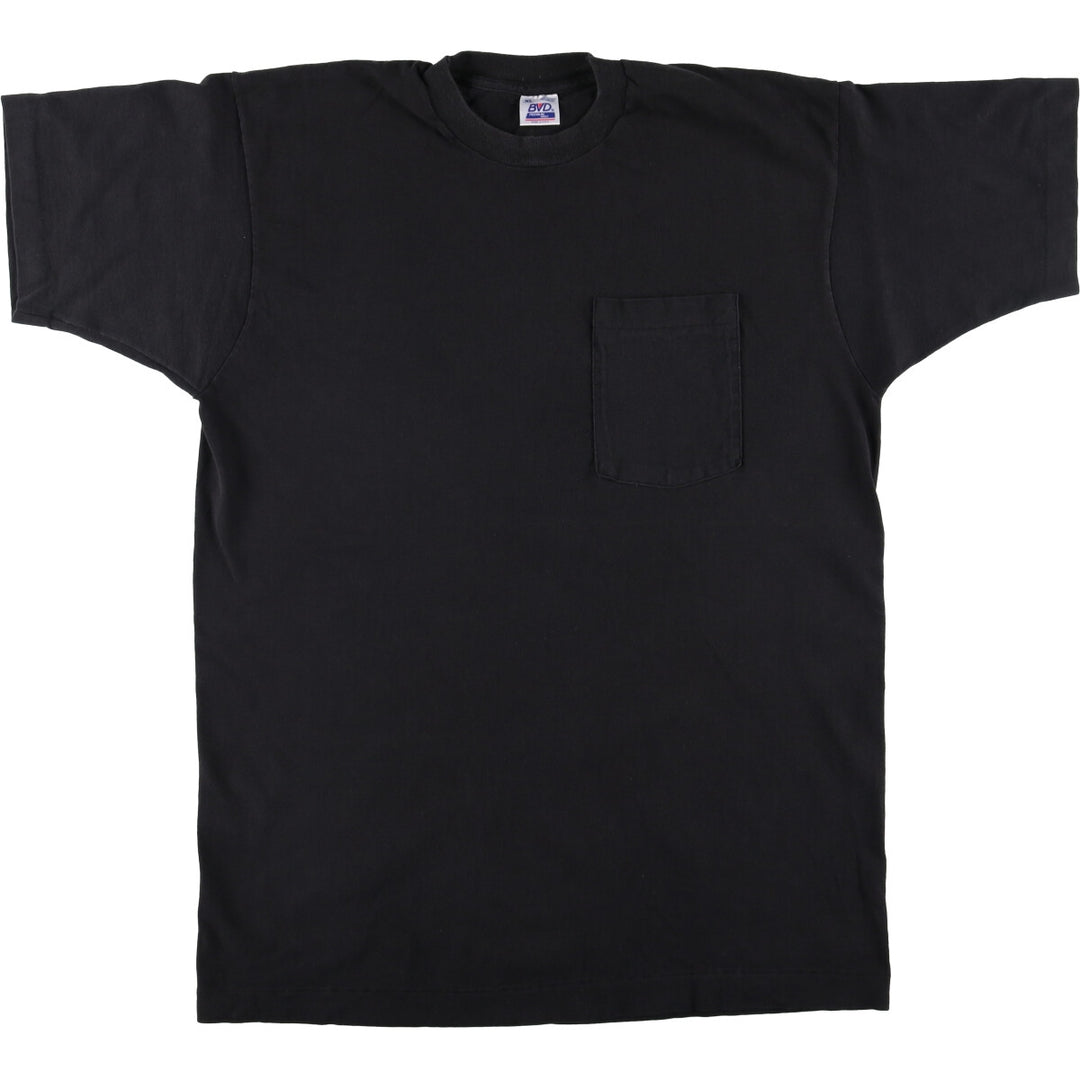 90'S BVD Plain Pocket T-Shirt Made in USA Men's XL Vintage cotton black type Vintage Second Hand