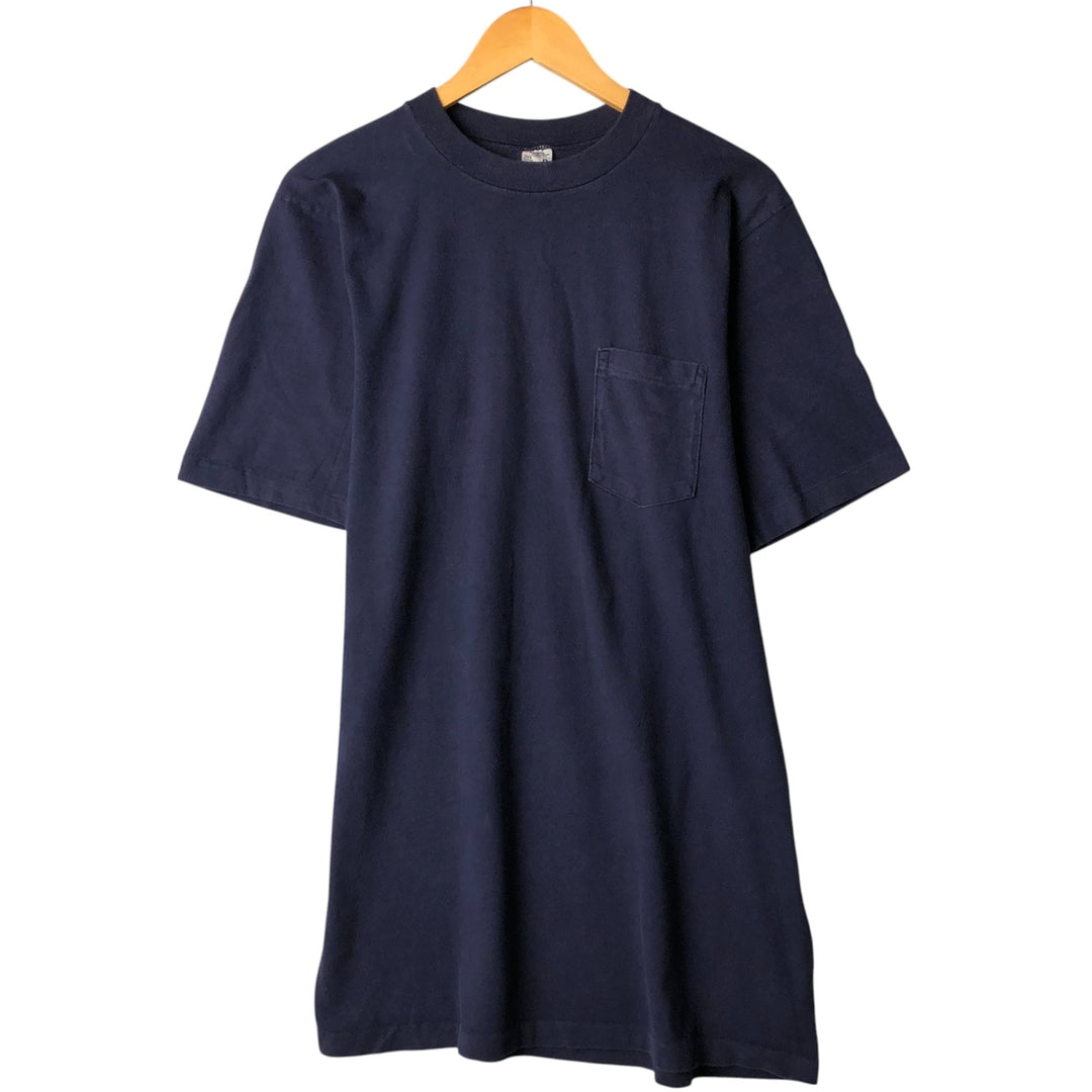 Vintage 1970'S JCPenney Mountain Wear plain pocket T-shirt, size M, men's cotton navy blue type Vintage Second Hand