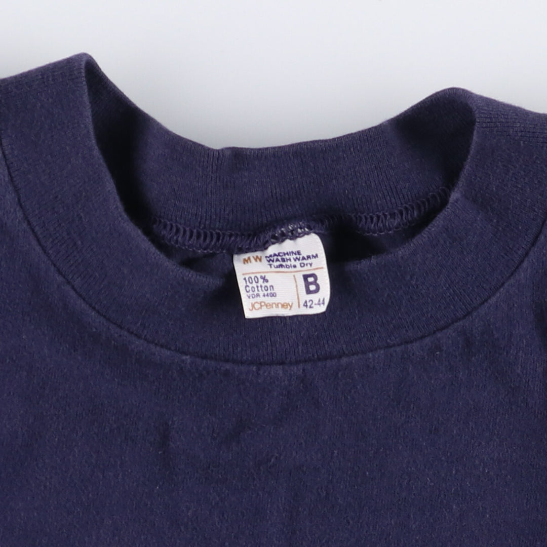 Vintage 1970'S JCPenney Mountain Wear plain pocket T-shirt, size M, men's cotton navy blue type Vintage Second Hand